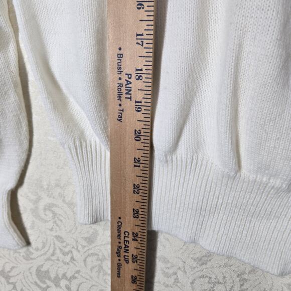 VTG Beaded TanJay Sweater sz L Ivory Off White Pearls Sequins - Picture 11 of 14
